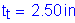 Formula: t subscript t = 2 point 50 inches