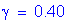 Formula: gamma = 0 point 40