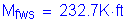 Formula: M subscript fws = 232 point 7K feet