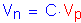 Formula: V subscript n = C times V subscript p