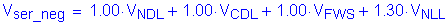 Formula: V subscript ser_neg = 1 point 00 times V subscript NDL + 1 point 00 times V subscript CDL + 1 point 00 times V subscript FWS + 1 point 30 times V subscript NLL