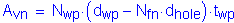 Formula: A subscript vn = N subscript wp times ( d subscript wp minus N subscript fn times d subscript hole ) times t subscript wp