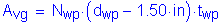 Formula: A subscript vg = N subscript wp times ( d subscript wp minus 1 point 50 inches ) times t subscript wp