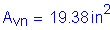 Formula: A subscript vn = 19 point 38 inches squared