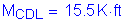 Formula: M subscript CDL = 15 point 5 K feet