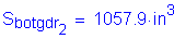 Formula: S subscript botgdr subscript 2 = 1057 point 9 inches cubed