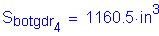 Formula: S subscript botgdr subscript 4 = 1160 point 5 inches cubed