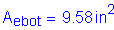 Formula: A subscript ebot = 9 point 58 inches squared