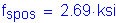 Formula: f subscript spos = 2 point 69 ksi