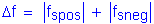 Formula: Delta f = Vertical Bar f subscript spos Vertical Bar + Vertical Bar f subscript sneg Vertical Bar