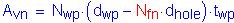 Formula: A subscript vn = N subscript wp times ( d subscript wp minus N subscript fn times d subscript hole ) times t subscript wp