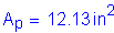 Formula: A subscript p = 12 point 13 inches squared