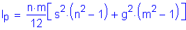 Formula: I subscript p = numerator (n times m) divided by denominator (12) left bracket s squared times ( n squared minus 1 ) + g squared times ( m squared minus 1 ) right bracket