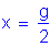 Formula: x = numerator (g) divided by denominator (2)