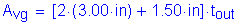 Formula: A subscript vg = left bracket 2 times ( 3 point 00 inches ) + 1 point 50 inches right bracket times t subscript out