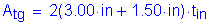 Formula: A subscript tg = 2( 3 point 00 inches + 1 point 50 inches ) times t subscript in