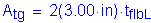 Formula: A subscript tg = 2( 3 point 00 inches ) times t subscript flbL