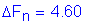 Formula: Delta F subscript n = 4 point 60