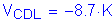 Formula: V subscript CDL = minus 8 point 7 K