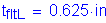 Formula: t subscript fltL = 0 point 625 inches