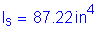 Formula: I subscript s = 87 point 22 inches superscript 4