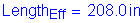 Formula: Length subscript Eff = 208 point 0 inches