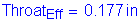 Formula: Throat subscript Eff = 0 point 177 inches