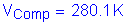 Formula: V subscript Comp = 280 point 1 K