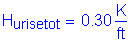 Formula: H subscript urisetot = 0 point 30 Kips per foot