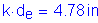 Formula: k times d subscript e = 4 point 78 inches