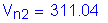 Formula: V subscript n2 = 311 point 04