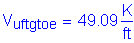 Formula: V subscript uftgtoe = 49 point 09 Kips per foot