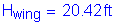 Formula: H subscript wing = 20 point 42 feet