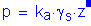 Formula: p = k subscript a times gamma subscript s times z. Equation not used