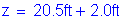 Formula: z = 20 point 5 feet + 2 point 0 feet