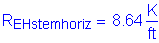 Formula: R subscript EHstemhoriz = 8 point 64 Kips per foot