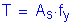 Formula: T = A subscript s times f subscript y