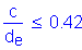 Formula: numerator (c) divided by denominator (d subscript e) less than or equal to 0 point 42