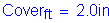 Formula: Cover subscript feet = 2 point 0 inches