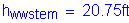 Formula: h subscript wwstem = 20 point 75 feet