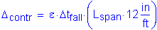 Formula: Delta subscript contr = epsilon times Delta t subscript fall times ( L subscript span times 12 inches per foot )