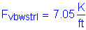 Formula: F subscript vbwstrI = 7 point 05 Kips per foot