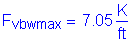 Formula: F subscript vbwmax = 7 point 05 Kips per foot