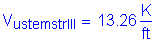 Formula: V subscript ustemstrIII = 13 point 26 Kips per foot