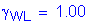 Formula: gamma subscript WL = 1 point 00