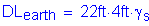 Formula: DL subscript earth = 22 feet times 4 feet times gamma subscript s