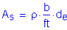 Formula: A subscript s = rho times numerator (b) divided by denominator ( feet ) times d subscript e