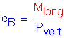 Formula: e subscript B = numerator (M subscript long) divided by denominator (P subscript vert)