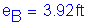 Formula: e subscript B = 3 point 92 feet