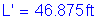 Formula: L prime = 46 point 875 feet